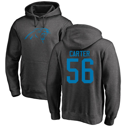 Carolina Panthers Men Ash Jermaine Carter One Color NFL Football #56 Pullover Hoodie Sweatshirts->carolina panthers->NFL Jersey